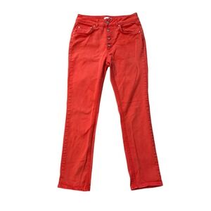 Anine Bing Denim Jeans Button Fly High Rise Orange Peach Women's Size 28